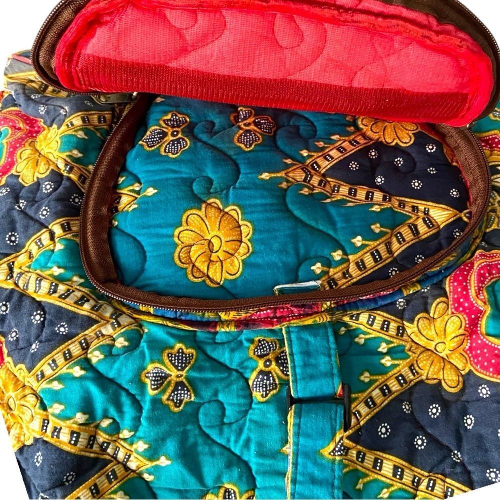 Quilted Drawstring Colorful Patterned Backpack In… - image 6